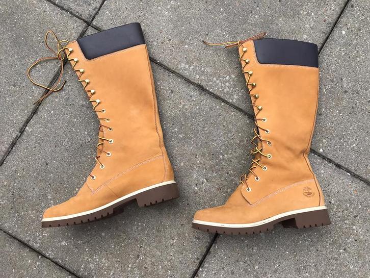 Hoge timberland boots bruin veter laarzen maat 41 zgan, Kleding | Dames, Schoenen, Zo goed als nieuw, Hoge laarzen, Bruin, Verzenden