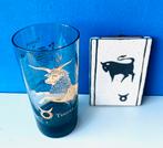 Sterrenbeeld Stier/ retro glas en wandtegeltje, Ophalen of Verzenden, Gebruikt, Glas of Glazen
