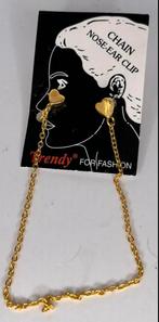 FRENDY FOR FASHION OORBEL PLUS EEN NEUSPIERCING Goudkleurige, Sieraden, Tassen en Uiterlijk, Piercings, Ophalen of Verzenden, Nieuw