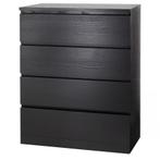 IKEA MALM Ladekast 4 Lades Zwartbruin 80x100cm, Ophalen, 50 tot 100 cm, Zo goed als nieuw, Met lade(s)