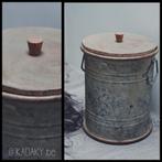 Vuilbakje Landelijk WC/Badkamer - Blik/handvaten met houten, Huis en Inrichting, Nieuw, Ophalen of Verzenden, Minder dan 10 liter
