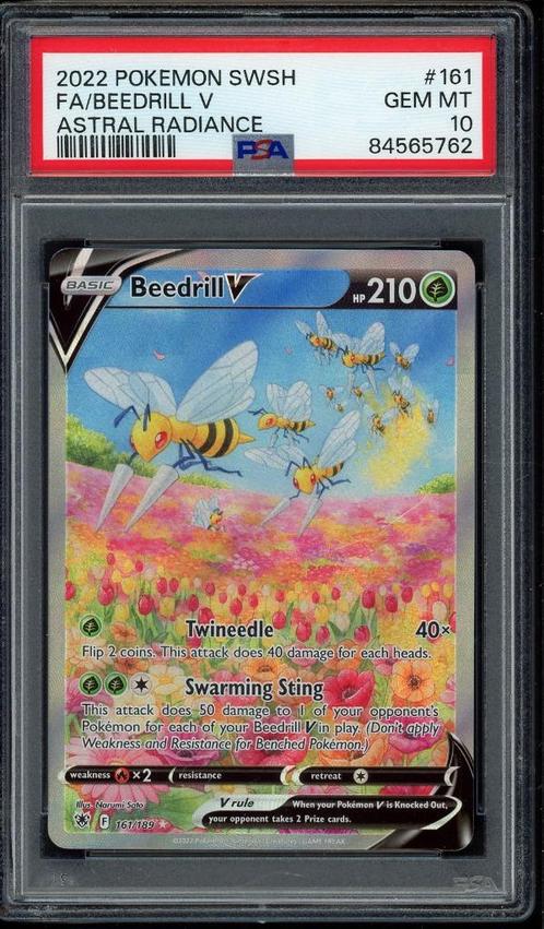 Beedrill V [Full Art] PSA 10 - 161/189 - Astral Radiance, Hobby en Vrije tijd, Verzamelkaartspellen | Pokémon, Zo goed als nieuw
