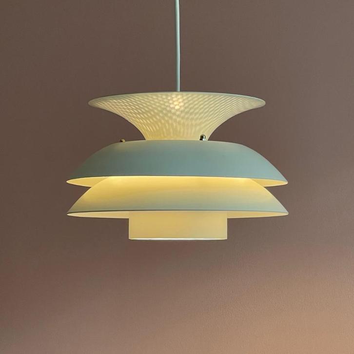 vintage Deense schalen LAMP Belux wit Scandinavisch Japandi, Huis en Inrichting, Lampen | Hanglampen, Gebruikt, Minder dan 50 cm