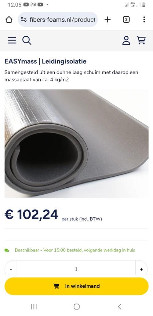 soundac isolatie EASYmass | Leidingisolatie, Doe-het-zelf en Verbouw, Isolatie en Afdichting, Nieuw, Overige materialen, Minder dan 4 cm