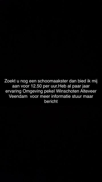 Zoekt u een Schoonmaakster ? 12.50 per uur beschikbaar voor biedingen