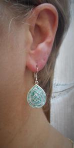 Zilveren massieve oorbellen met mozaïek nr.103