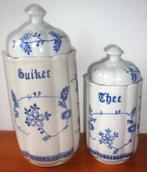 Twee antieke voorraadpotten Suiker en Thee, gemerkt TC, goed, Antiek en Kunst, Ophalen of Verzenden