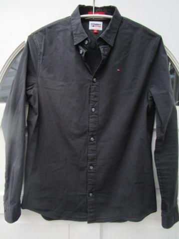 Gitzwart Tommy Hilfiger stretch overhemd maat M beschikbaar voor biedingen