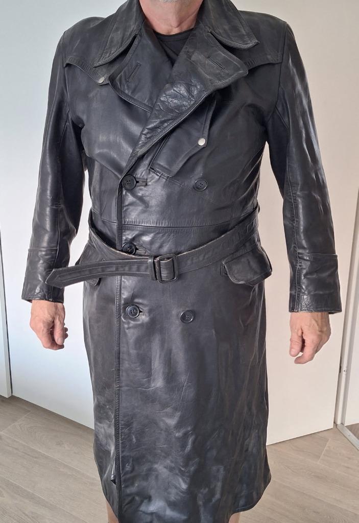 Leren lange motorjas, Motoren, Kleding | Motorkleding, Jas | leer, Heren, Tweedehands, Ophalen of Verzenden