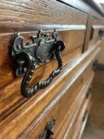 Vintage houten commode met lades en wit marmeren blad, Huis en Inrichting, Ophalen, Gebruikt, 100 tot 150 cm, 5 laden of meer