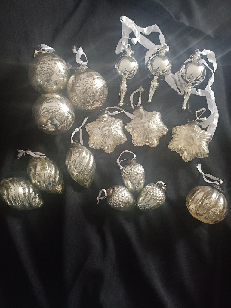 Assortiment glazen Rivièra Maison kerstballen, Ophalen, Gebruikt