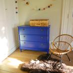 Vintage blauw ladekastje, Huis en Inrichting, Ophalen, 50 tot 100 cm, 3 of 4 laden, Minder dan 100 cm