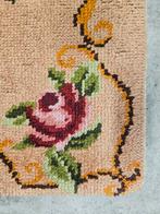 Vintage wol Smyrna tapijt floral roses badmat 70x120cm, Gebruikt, 100 tot 150 cm, Onbekend, Onbekend
