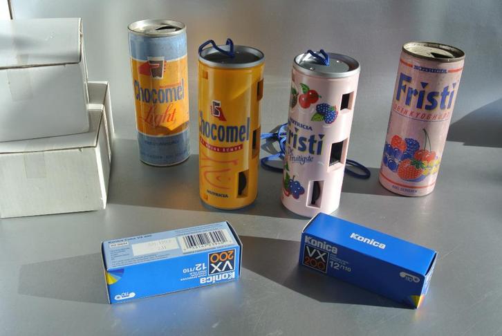 Retro NUTRICIA FOTOCAMERA's in Chocomel + Fristi 'blikjes", Audio, Tv en Foto, Fotocamera's Analoog, Nieuw, Compact, Overige Merken