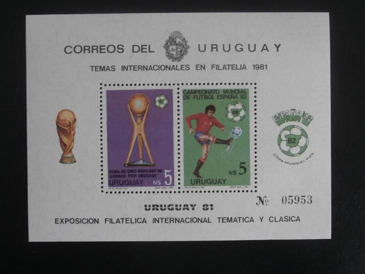 URUGUAY 1982; BLOK WK VOETBALLEN, Postzegels en Munten, Postzegels | Thematische zegels, Postfris, Sport, Verzenden