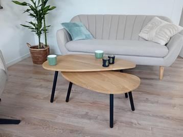Kiezel vorm salontafel set massief eiken met verjonging beschikbaar voor biedingen