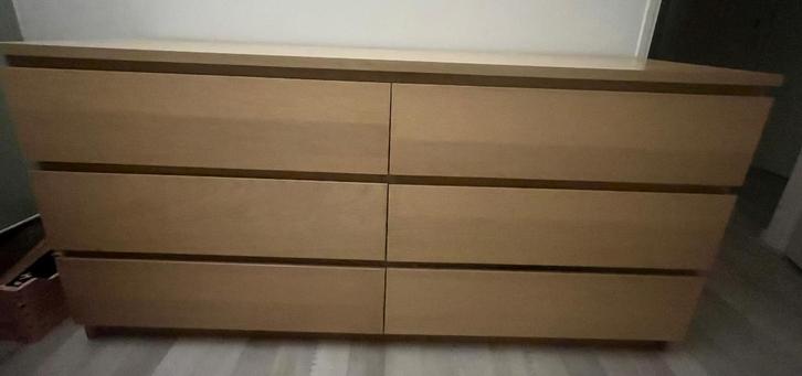 IKEA Malm Ladekast 6 lades 160 cm eikenfineer, Huis en Inrichting, Kasten | Ladekasten, Gebruikt, Minder dan 100 cm, 150 tot 200 cm