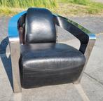 Industriële Aviator fauteuil zwart leer + BEZORGING GRATIS
