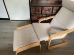 Ikea POÄNG met voetbank, Ophalen of Verzenden, Zo goed als nieuw, 75 tot 100 cm, Stof