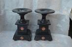 2 Stenen kandelaars 19e eeuws Pietra Dura (?), Ophalen of Verzenden, Koper of Brons
