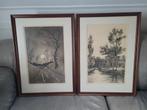 Twee ingelijste prenten met landschappen Cor van der Woerd, Antiek en Kunst, Ophalen