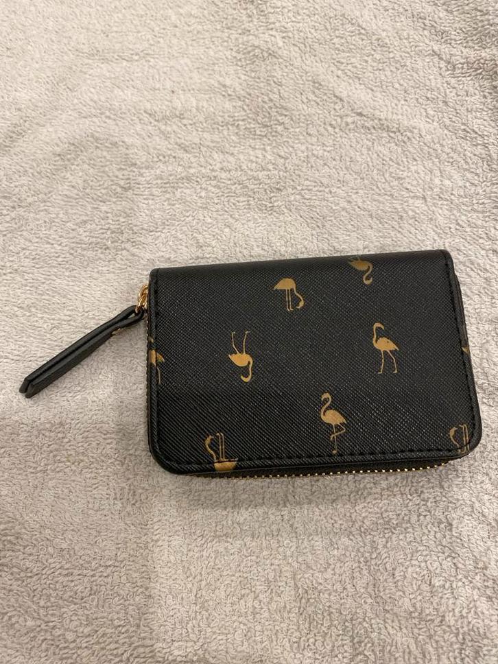 Leuk beursje met flamingo's - 5 vakjes - 12x7x2cm, Sieraden, Tassen en Uiterlijk, Portemonnees, Nieuw, Overige merken, Zwart, Ophalen of Verzenden