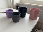 Set van 4 diverse bloempotten, Tuin en Terras, Ophalen, Gebruikt, Rond, Binnen