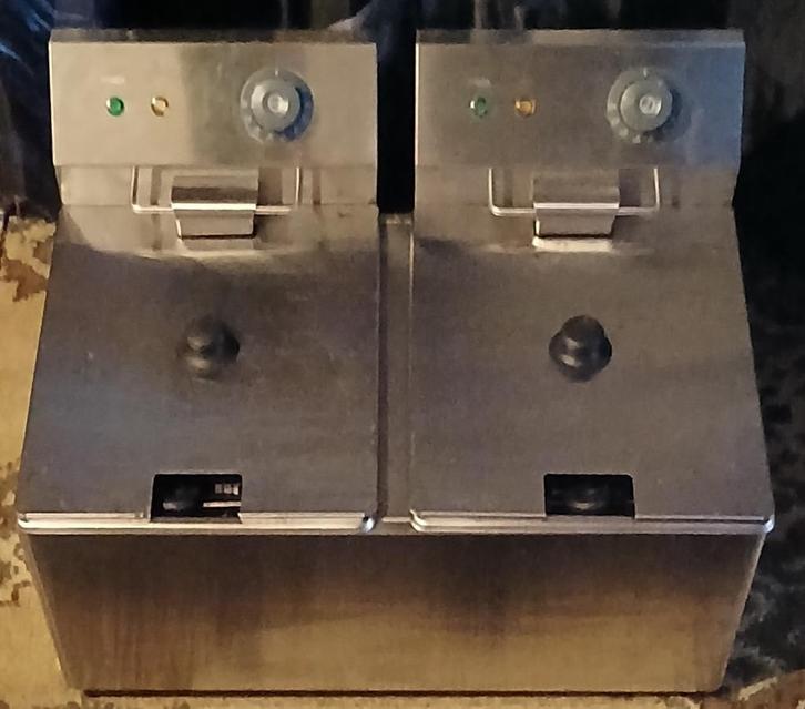 Dubbele Friteuse Z.G.A.N., Witgoed en Apparatuur, Frituurpannen, Zo goed als nieuw, 4 liter of meer, Duo-friteuse, Uitneembare binnenpan