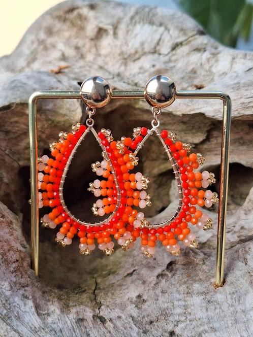SALE 1+1 fashion oorbellen, Sieraden, Tassen en Uiterlijk, Oorbellen, Nieuw, Knopjes of Stekers, Overige materialen, Oranje, Ophalen of Verzenden