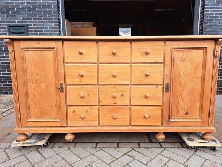 Oud grenen ladekast 12 lades, Huis en Inrichting, Kasten | Ladekasten, Gebruikt, Minder dan 100 cm, 150 tot 200 cm, 50 tot 75 cm