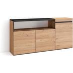 NIEUW IN DOOS: Skraut Dressoir zwart eiken - 150x75x35cm, Ophalen, 100 tot 150 cm, Met deur(en), Eikenhout