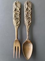 vintage bronzen vork en lepel 27 cm lang brons Frankrijk, Ophalen of Verzenden