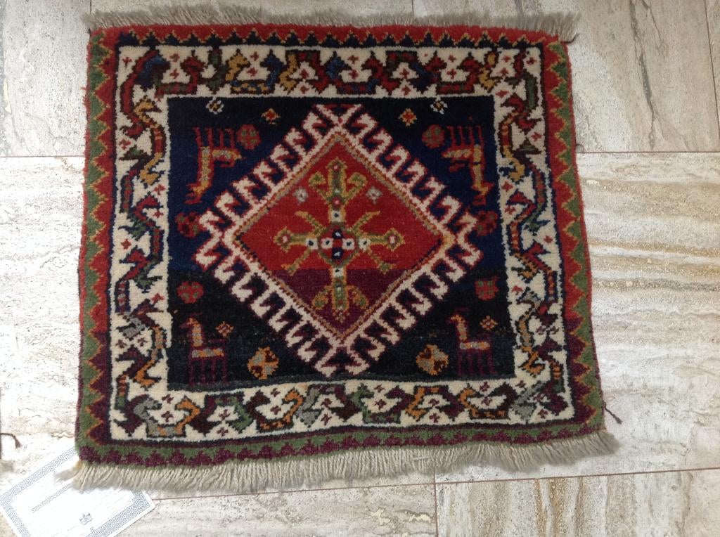 Vintage Perzisch kleed 60cm x 50cm + certificaat, Ophalen