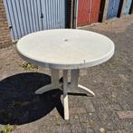 Witte ronde tuintafel - 96cm, Ophalen of Verzenden, Gebruikt, Rond, Kunststof