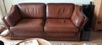 Cognac leren kasteelbank, oerdegelijk!, Huis en Inrichting, Ophalen, Gebruikt, Tweepersoons, Rechte bank