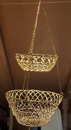 Hangende draadmanden - goudkleurig, Huis en Inrichting, Woonaccessoires | Schalen en Manden, Overige materialen, Mand, Rond, Ophalen of Verzenden