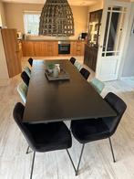 Ikea Uittrektafel 201 tot 295 cm. Zwart + Stoelen, Huis en Inrichting, Tafels | Eettafels, Ophalen, Kunststof, Gebruikt, 100 tot 150 cm