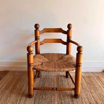 Mid Century Frans design Dudouyt biezen fauteuil Vintage