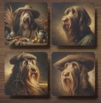 Spinone Italiano Rembrandt stijl onderzetters met houder, Ophalen of Verzenden, Nieuw, Glas of Kopje