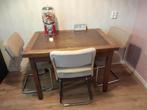 Vintage retro eettafel uitschuifbare tafel, Gebruikt, 50 tot 100 cm, Vijf personen of meer, 150 tot 200 cm