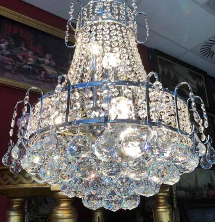 Kristallen kroonluchter swarovski zakkroonluchter zilver, Huis en Inrichting, Lampen | Kroonluchters, Zo goed als nieuw, Ophalen of Verzenden