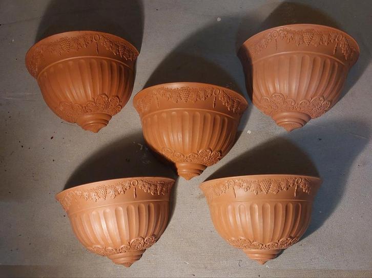 Set van 5 Kunststoffen Bloempotten, Tuin en Terras, Bloempotten, Gebruikt, Kunststof, Balkon, Tuin, Minder dan 40 cm, Minder dan 25 cm