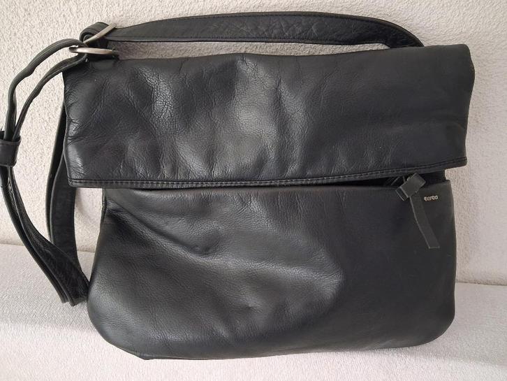 mooie zwart leren Berba schoudertas, Sieraden, Tassen en Uiterlijk, Tassen | Schoudertassen, Gebruikt, Overige merken, Zwart, Leer
