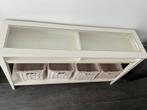 Side table wit glazen plaat, Huis en Inrichting, Tafels | Sidetables, Ophalen, 25 tot 50 cm, Rechthoekig