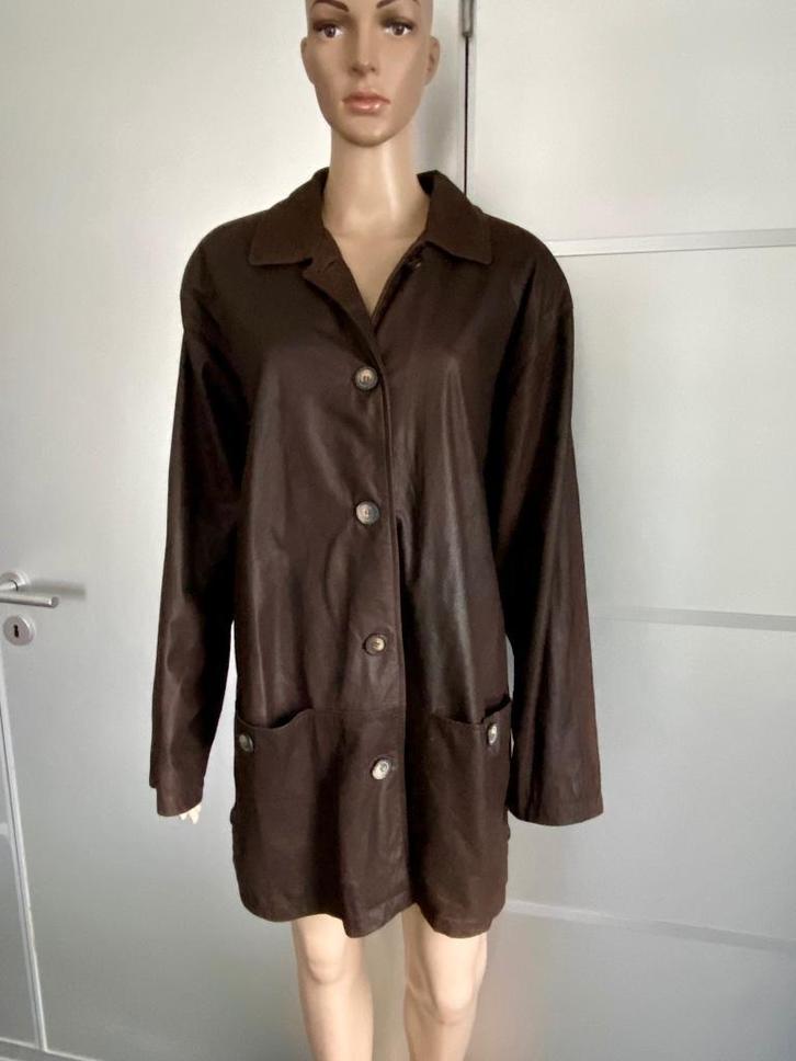 i31 Echt-leren jas maat 44=L tussenjas donker-bruin leer, Kleding | Dames, Jassen | Winter, Zo goed als nieuw, Maat 42/44 (L)