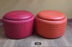 2x opbergpoef jaren 70 oranje en rood, Ophalen, Zo goed als nieuw