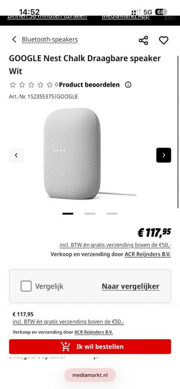 Google Nest Audio Smart home  beschikbaar voor biedingen