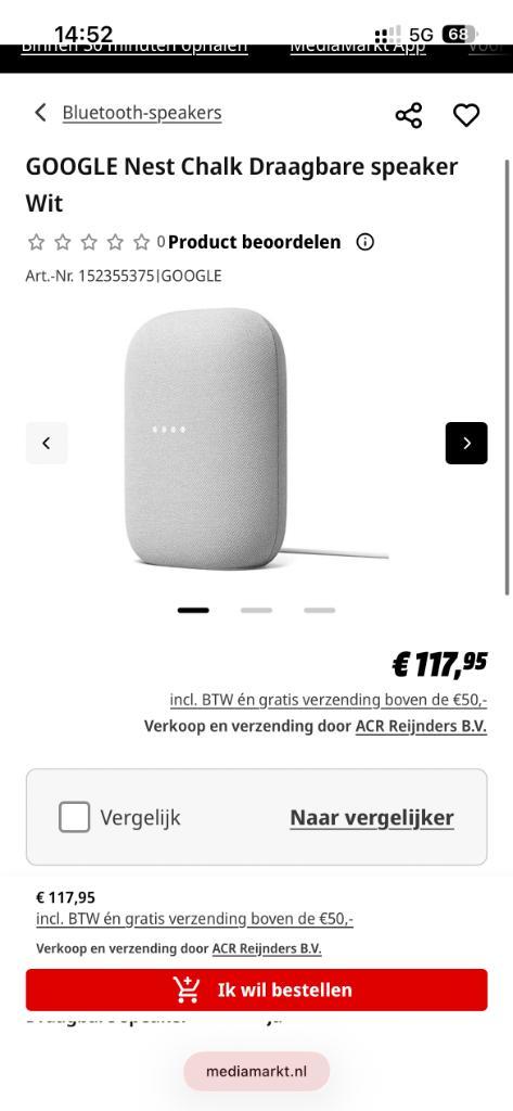 Google Nest Audio Smart home, Audio, Tv en Foto, Soundbars, Zo goed als nieuw, Ophalen