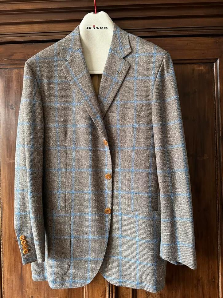 Kiton jasje mt 52, wol/zijde/linnen, Kleding | Heren, Kostuums en Colberts, Zo goed als nieuw, Maat 52/54 (L), Overige kleuren