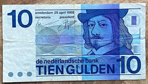 10 gulden Frans Hals (1968) Bulls Eye met punt achter IMP., Postzegels en Munten, Bankbiljetten | Nederland, Los biljet, 10 gulden